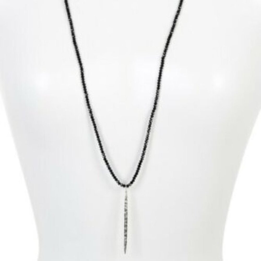GORJANA | Nora Navy Beaded Long 36" Necklace with Silver Pendant